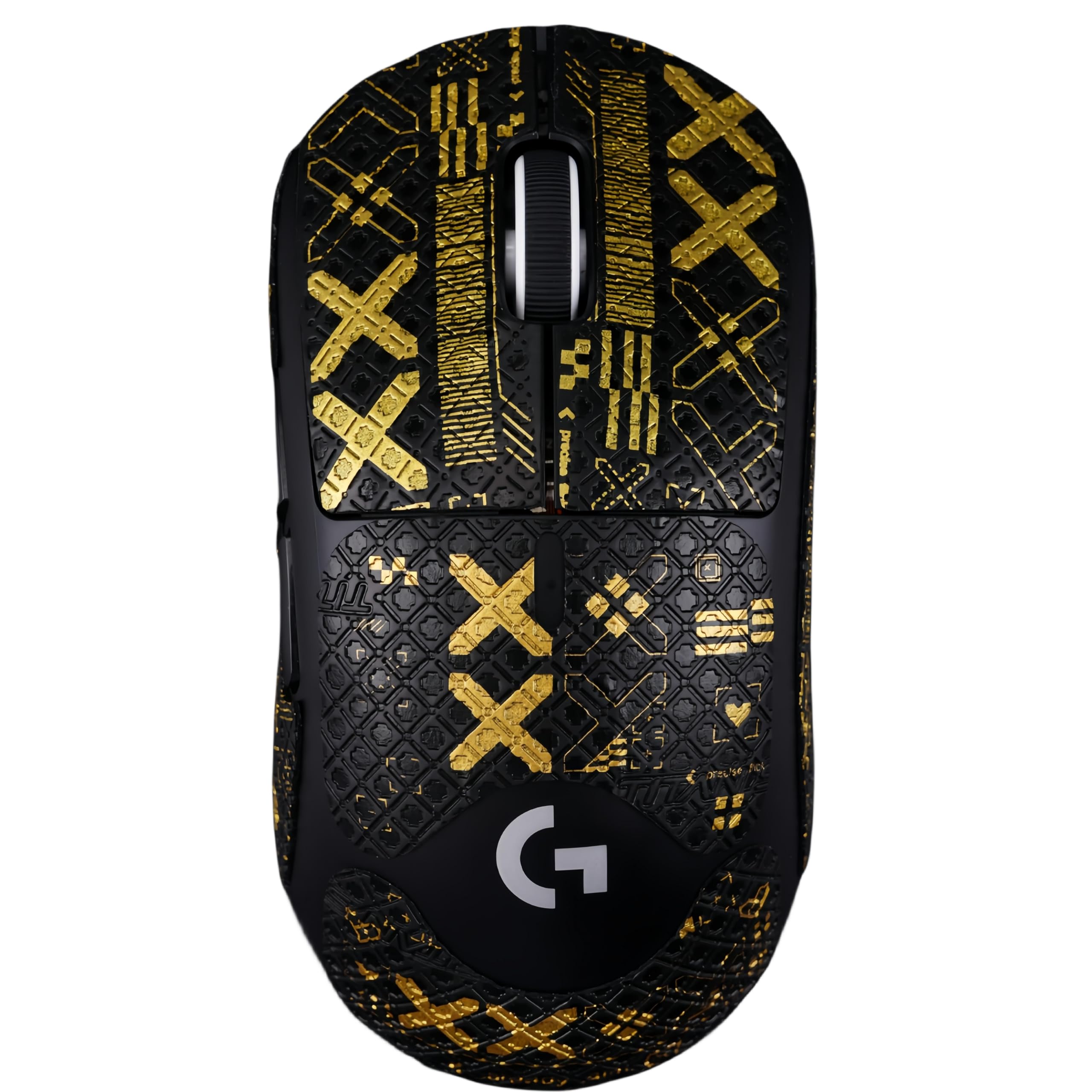 Mouse Grips Tape Full Coverage for Logitech G Pro X Superlight 1&2 GPX GPW Self-Adhesive, PreCut, Sweat-Resistant, Superlight Grips Upgrade Kit (Black & Gold, for G PRO X Superlight 1&2)