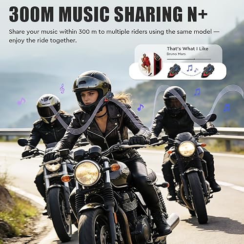 Miniatura 3 de VCOROS Auriculares para casco de motocicleta, intercomunicador de casco de 2 vías para 2 conductores, para compartir música, resistente al agua