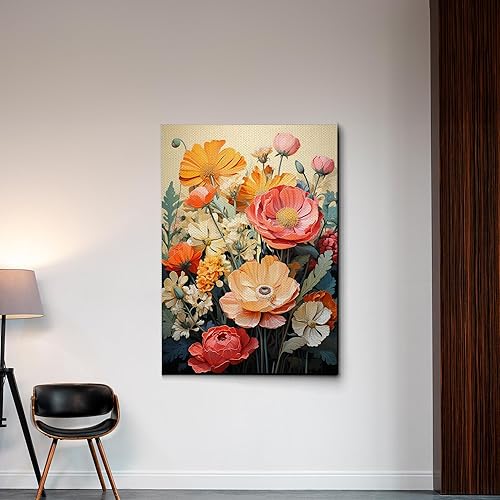 Mid,Century Modern Tropical Banana Leaf, Botanical Flower, Nature and Wilderness Artwork, Mountain Landscape, Retro Art, Wall Decor, Canvas, Art