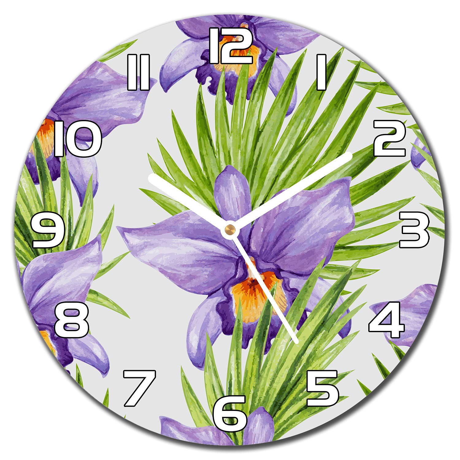 Horloge en verre prairie florale 30 cm Coloray pour cuisine et salon moderne
