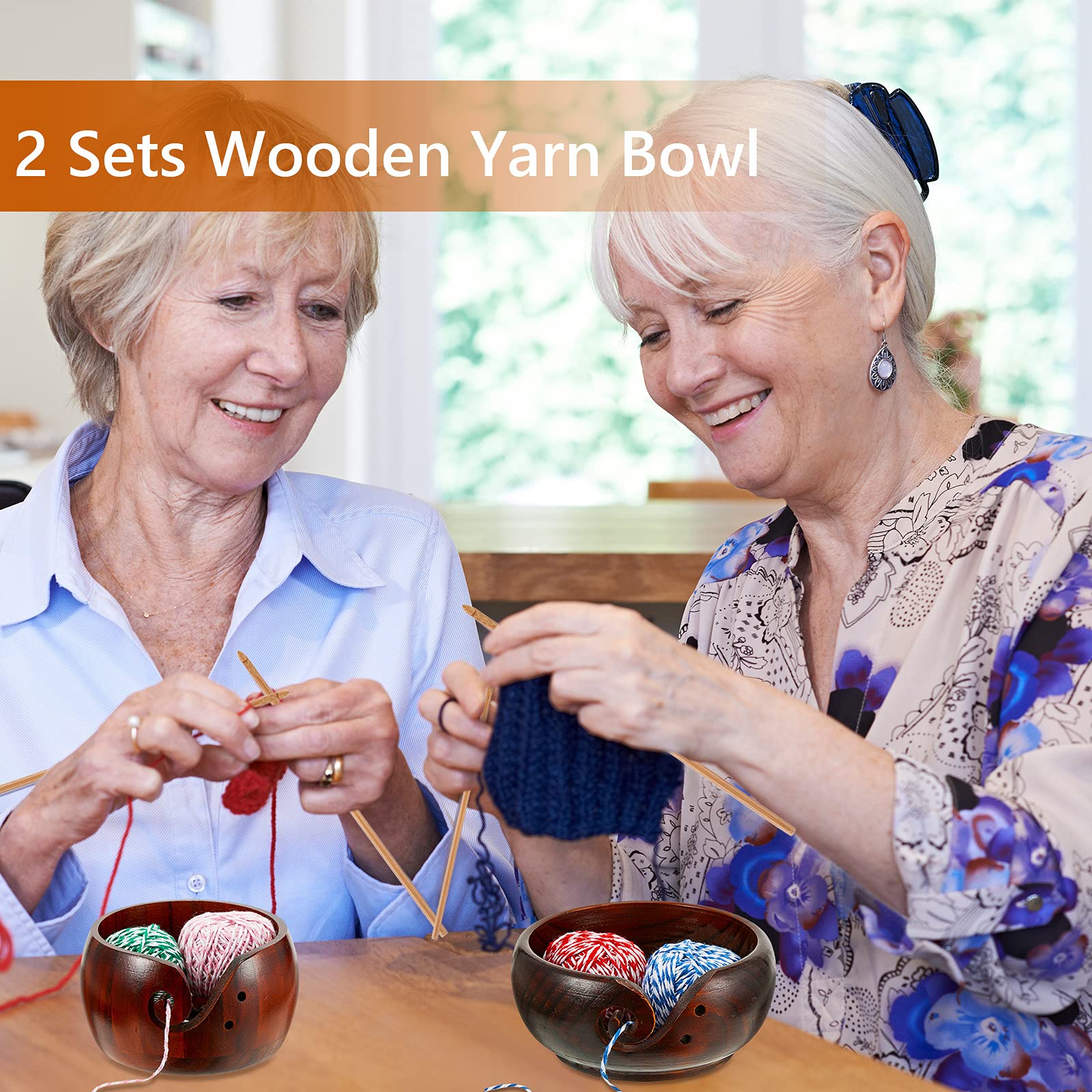 Wooden Yarn Bowl Crochet Bowl Bamboo Handmade Knitting Wool Storage