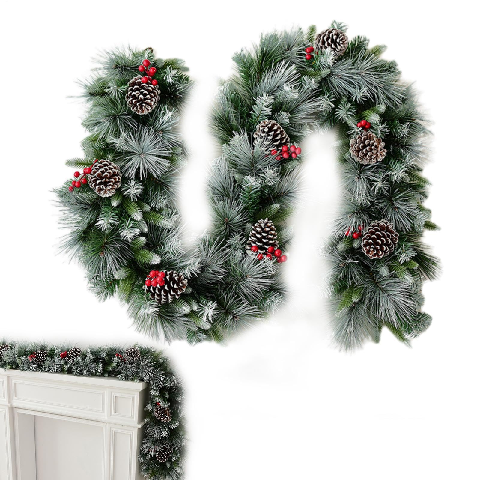 Weihnachtsgirlande für Treppengeländer, 2 m rote Beeren, , Ornament, mit roten Beeren, künstliche Kieferngirlande, für Kamine, Kaminsims, , Hochzeit, Haustür, Urlaub, Winter, Festival