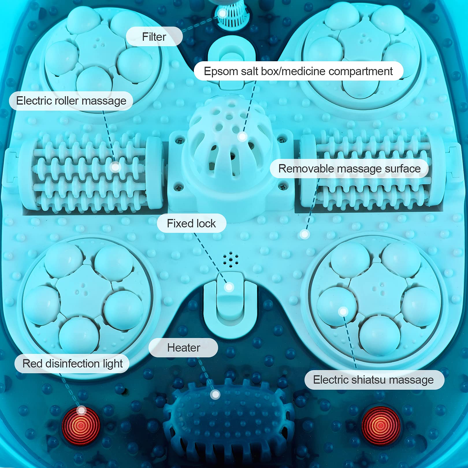 Foot Spa with Heat and Massage with Motorized Rollers, Foot Bath Spa