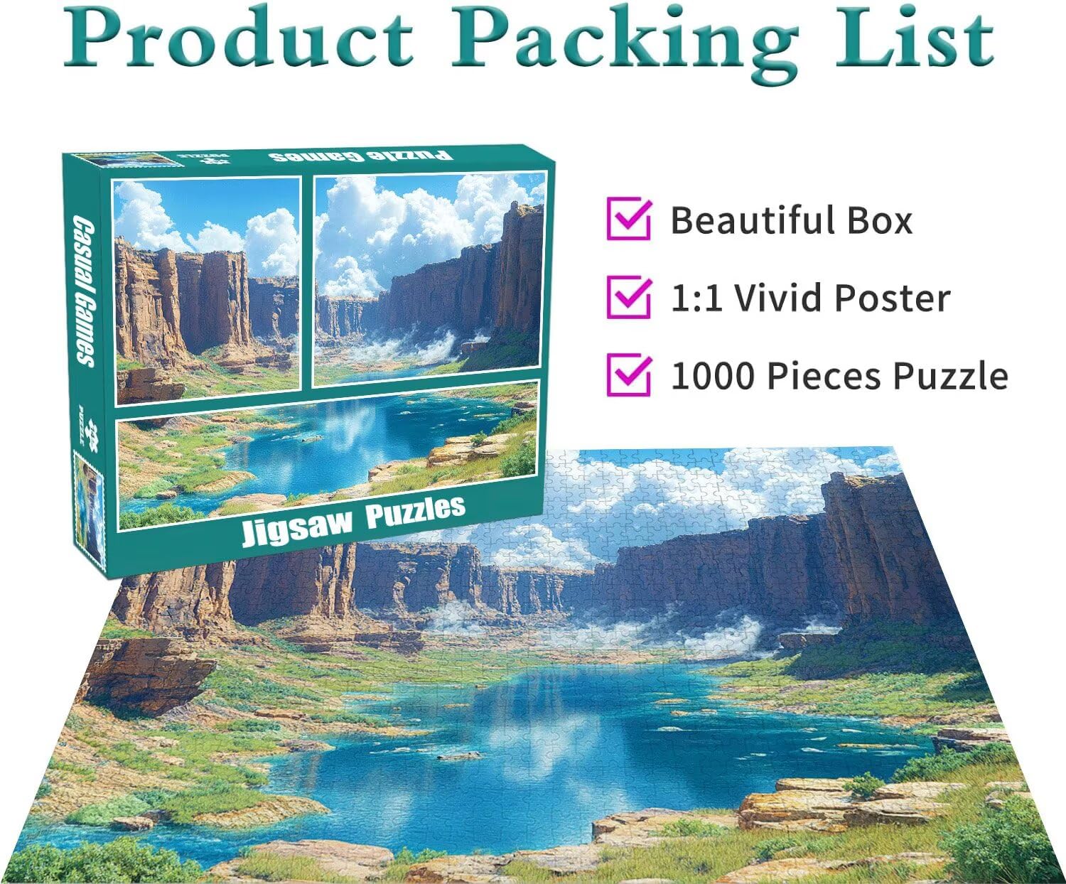 Puzzle Erwachsene 2000 Teile Schlucht Landschaft Educa Jigsaw für Kinder ab 8 Jahren Mädchen Jungen, Erwachsene Impossible Klassische Puzzles Schwer, Anspruchsvoll Spielspaß, Geschenke 70x99cm t-958