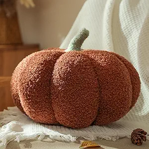 YRXRUS Pumpkin Pillows, Halloween Pumpkin Throw Pillows, Brown Shaped Pillow for Fall Room Decor Gifts, Teddy Fleece Cute 6x12 Inches Halloween Pillow, Accent Fall Pillows