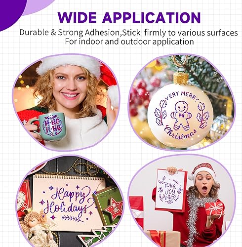 Miniatura 6 de GIRAFVINYL Vinilo holográfico morado permanente, vinilo permanente con purpurina púrpura para decoraciones de Helloweed, letreros, decoración del