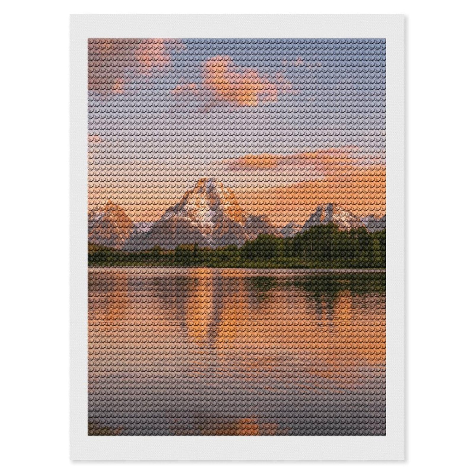 FekiLoot Landscape Paint by Numbers Kit for Adults Beginner DIY Diamond Dots Paintings Round Full Drill Diamond Art Kits Picture Diamond Art Painting Kits for Home Decor 12"x16"
