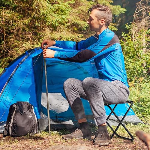 Miniatura 2 de Qunclay Mini taburete de camping portátil plegable de 8 piezas taburete de pesca ligero con bolsa de transporte para adultos pesca senderismo