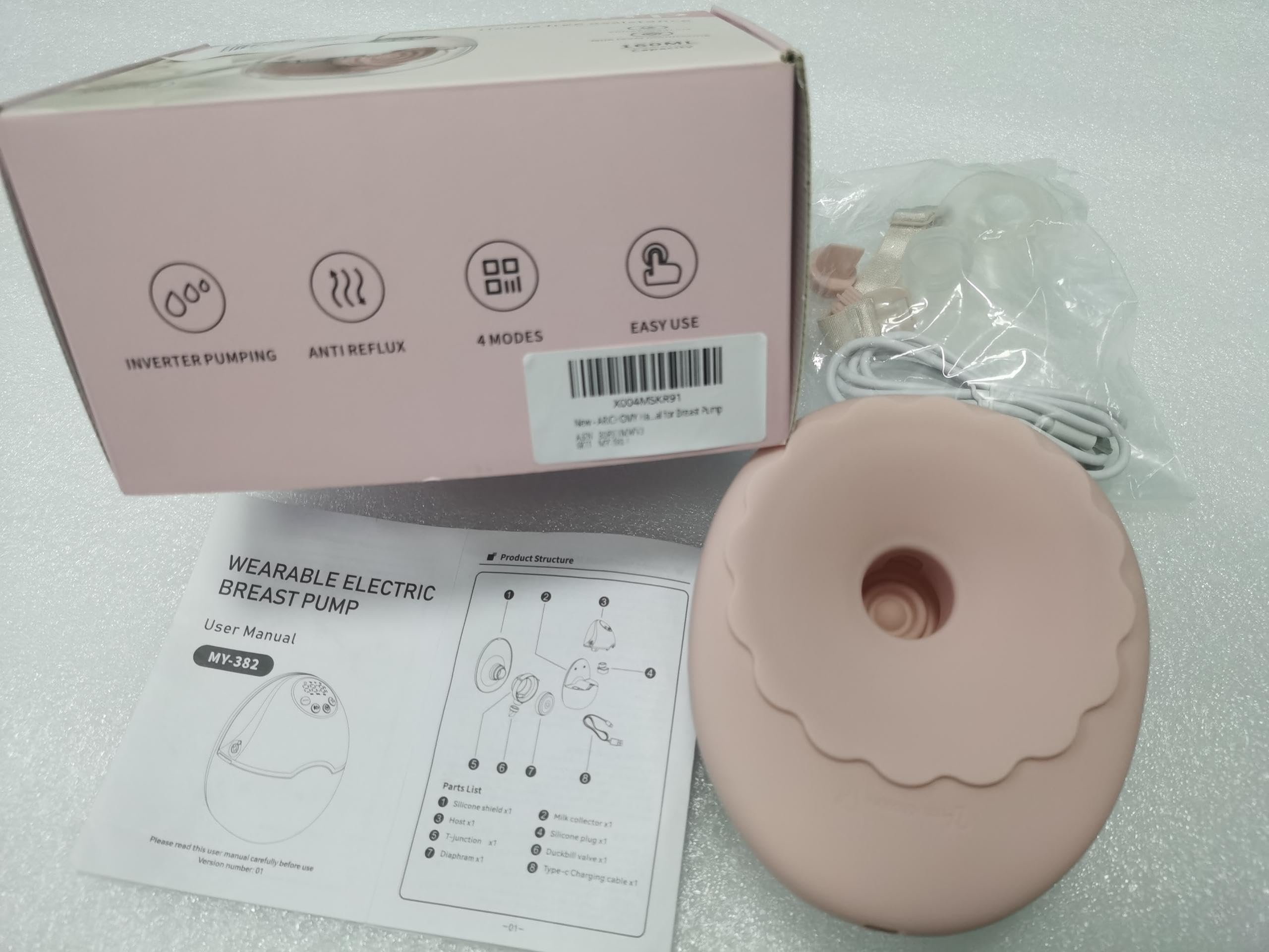 ARICHOMY Hands Free Breast Pump - Wearable Breast Pumps with 4 Modes 12 Levels, Portable Breast Pumping for Work Travel Night with Leak-Proof DoubleFit Flange, Ideal for Breast Pump