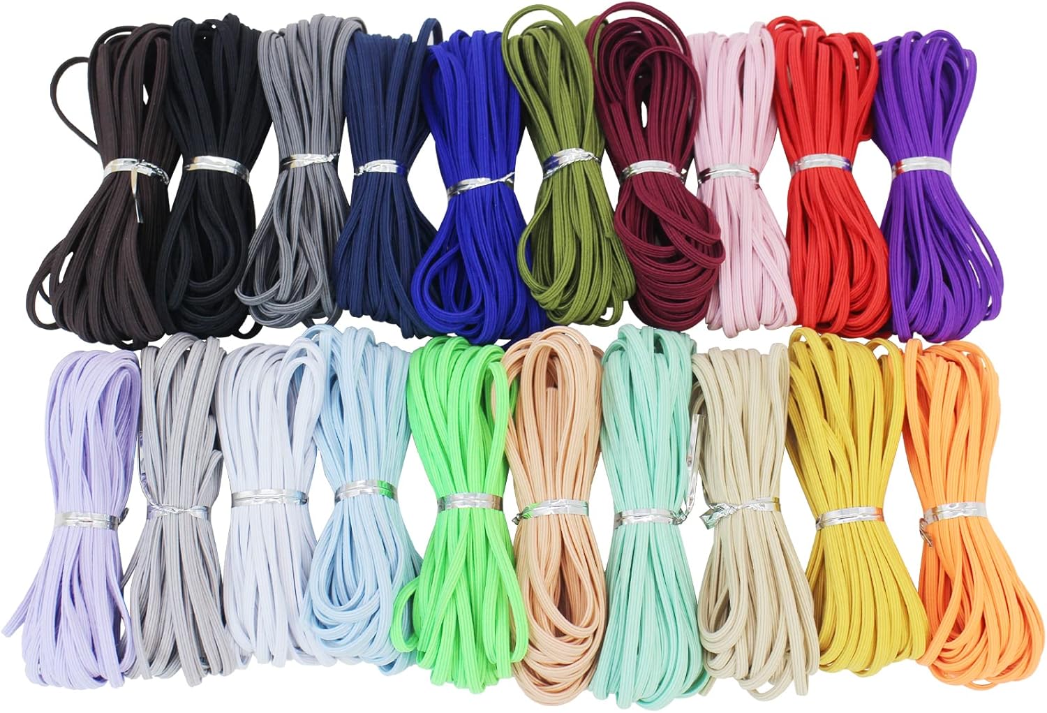 Amazon.com: JESEP YONG Colored Flat Elastic Bands 1/8 inch Double-Side ...