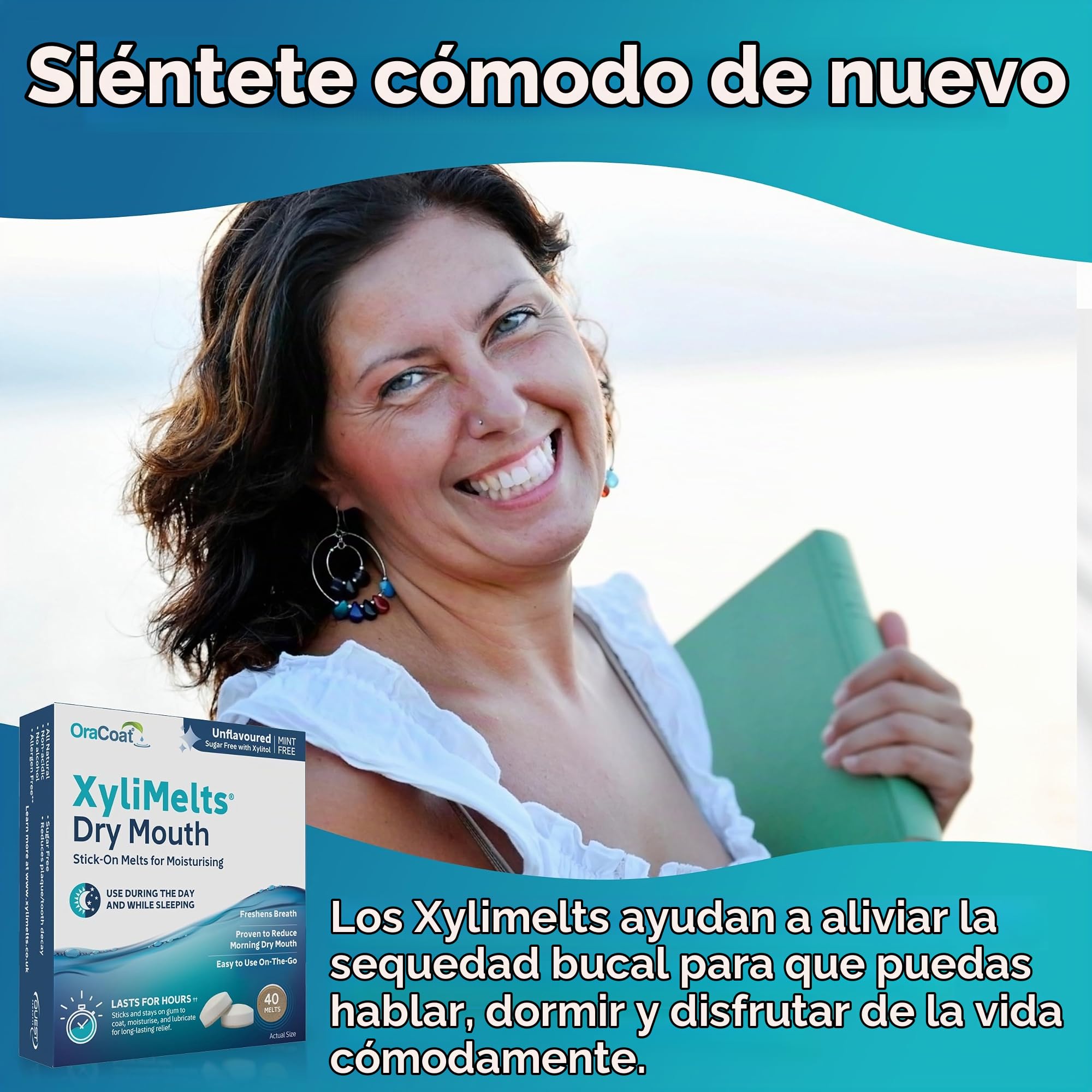 OraCoat XyliMelts 80 pastillas adhesivas contra la sequedad bucal, discretas, se pueden utilizar mientras se duerme, vegano, sin menta