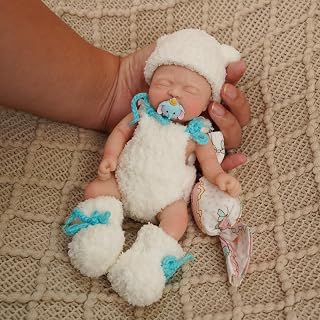 Blrags Lifelike Reborn Baby Doll - 7" Mini Full Platinum Silicone Realistic Newborn Baby Doll, Non-Vinyl Doll, Washable Reality Doll Baby with Feeding Kit & Gift Box