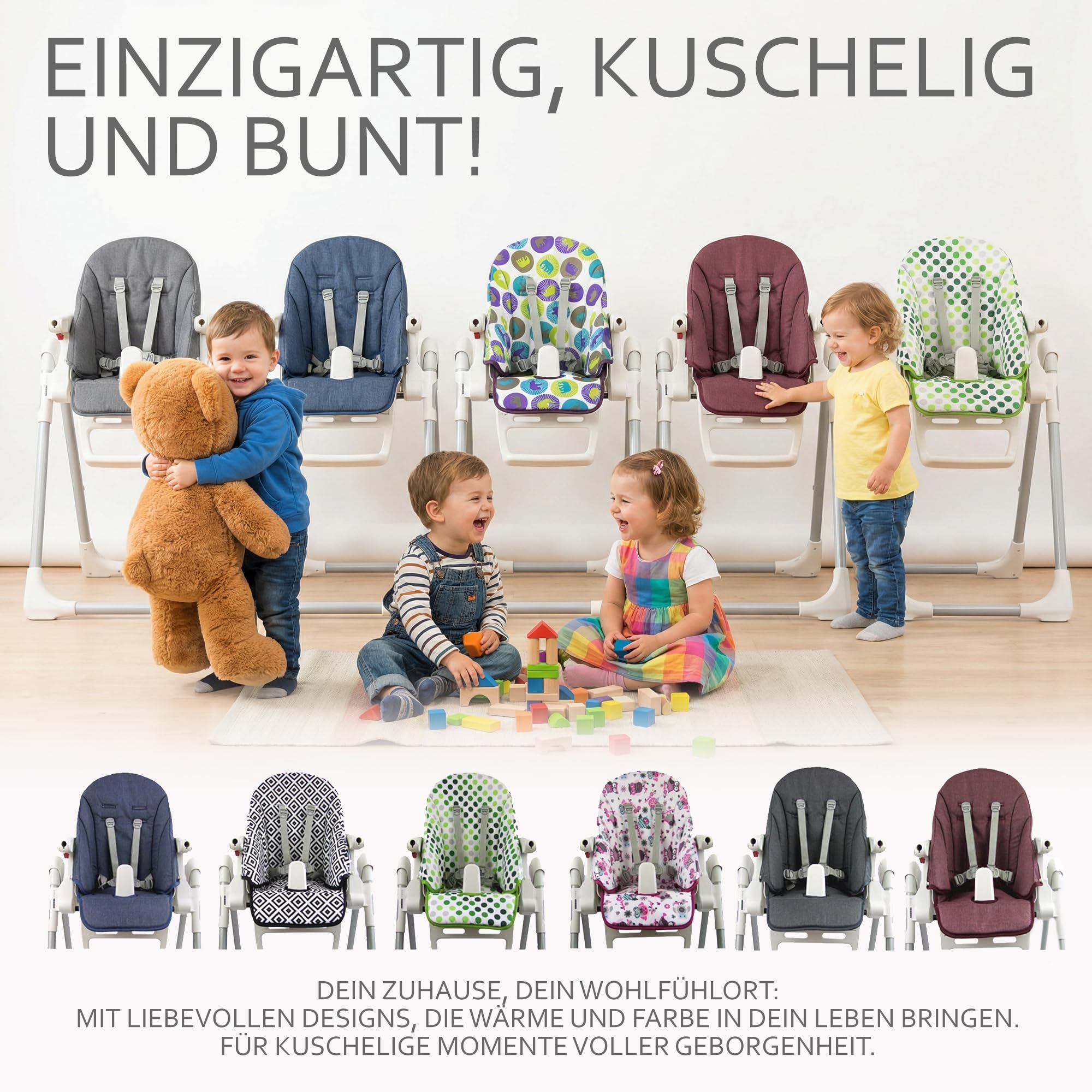 Zamieniona poszewka na poduszkę siedzącą [Poszewka na krzesełko] kompatybilna z Peg Perego Prima Pappa ZERO3 & SIESTA (ciemnoszare marmurkowane)