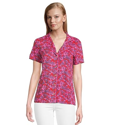 Lilly Pulitzer Pajama Knit Short Sleeve Button Up Top Women