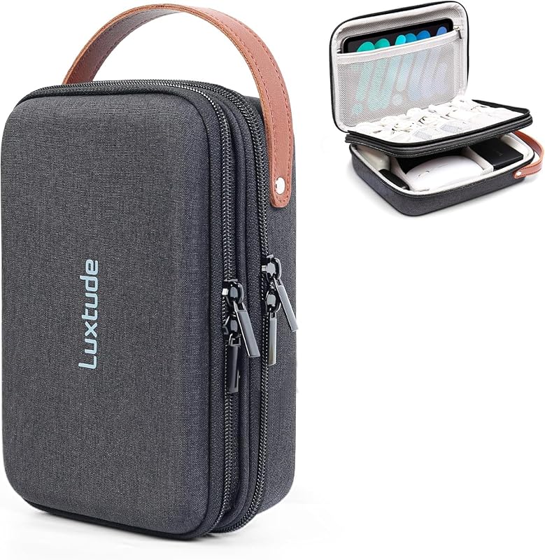Luxtude Electronics Organizer Travel Case, Portable Tech Bag for Working/Travelling, Sturdy Hard Shell Zipper Cases for Charger/Mouse/Hard Drive, Case Only