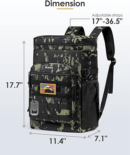 Miniatura 10 de TACTICISM Mochila térmica de 38 latas, mochila táctica de almuerzo para hombres de trabajo, mochila térmica suave Molle aislada, impermeable, a