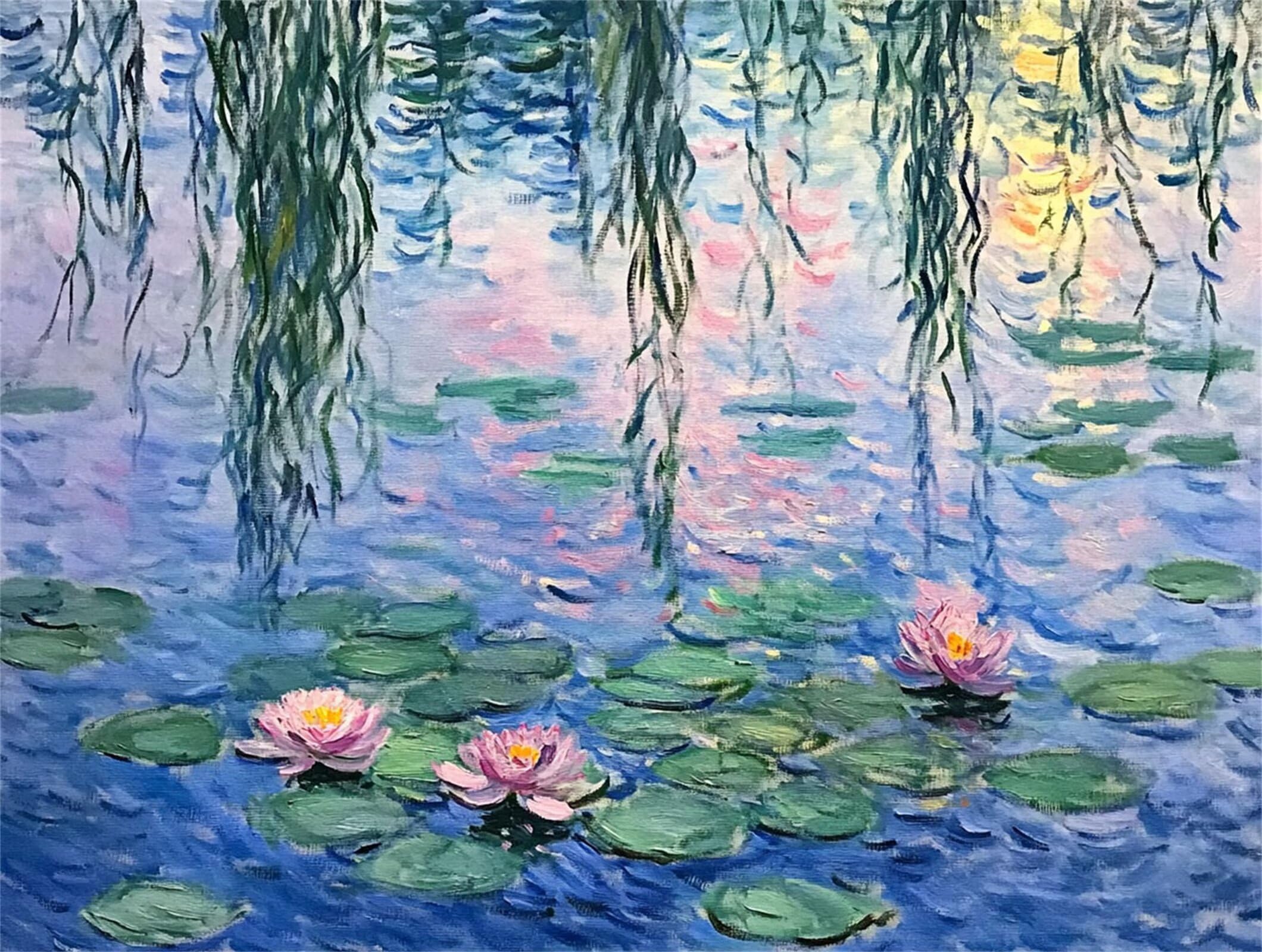 Malen Nach Zahlen Monet Teich, Kreatives für Erwachsene, DIY Malset für Erwachsene mit Pinseln & Acrylfarben, Originelle Geschenkidee Frauen & Männer, Deko Wohnzimmer Ohne Rahmen 60x80cm m5g-157