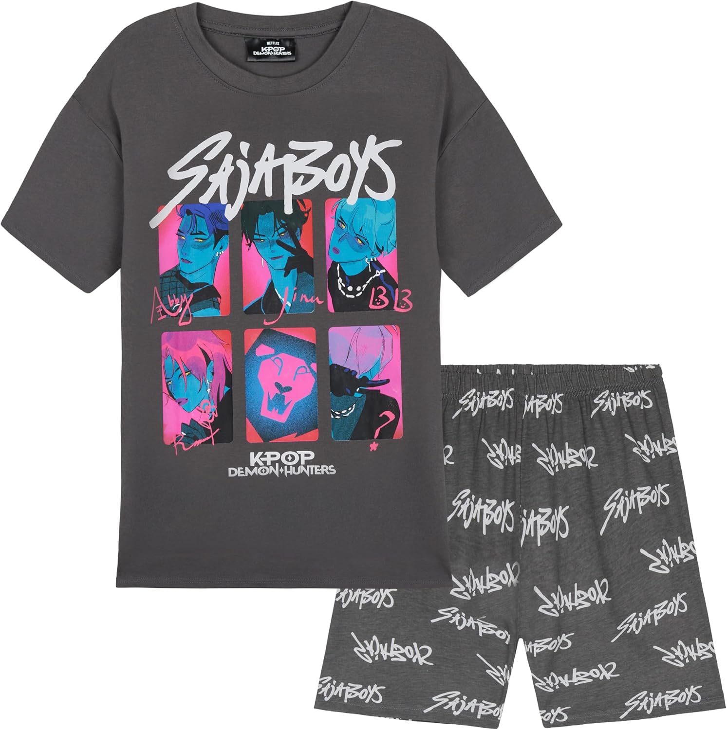 KPop Demon Hunters Officially Licensed 2-Pc Pajamas Set Girls, 5–14 Yrs, Soft PJs Lounge Set T Shirt Shorts, Gifts for Girls