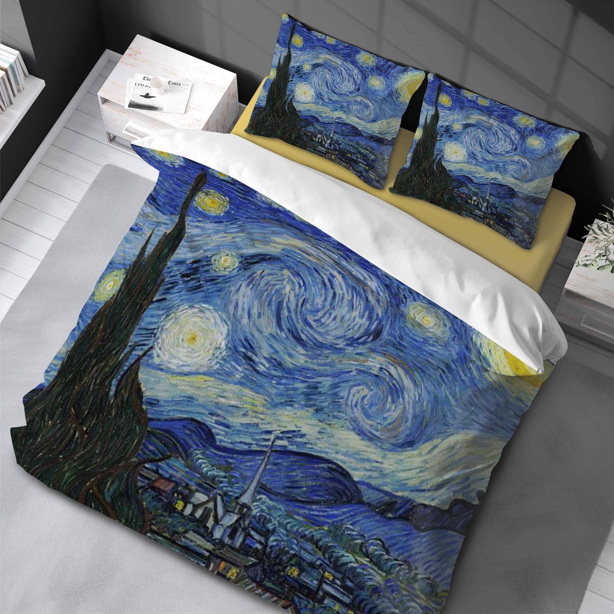 Housse de Couette Van Gogh la Nuit étoilée Parure de Lit Anti-Stress