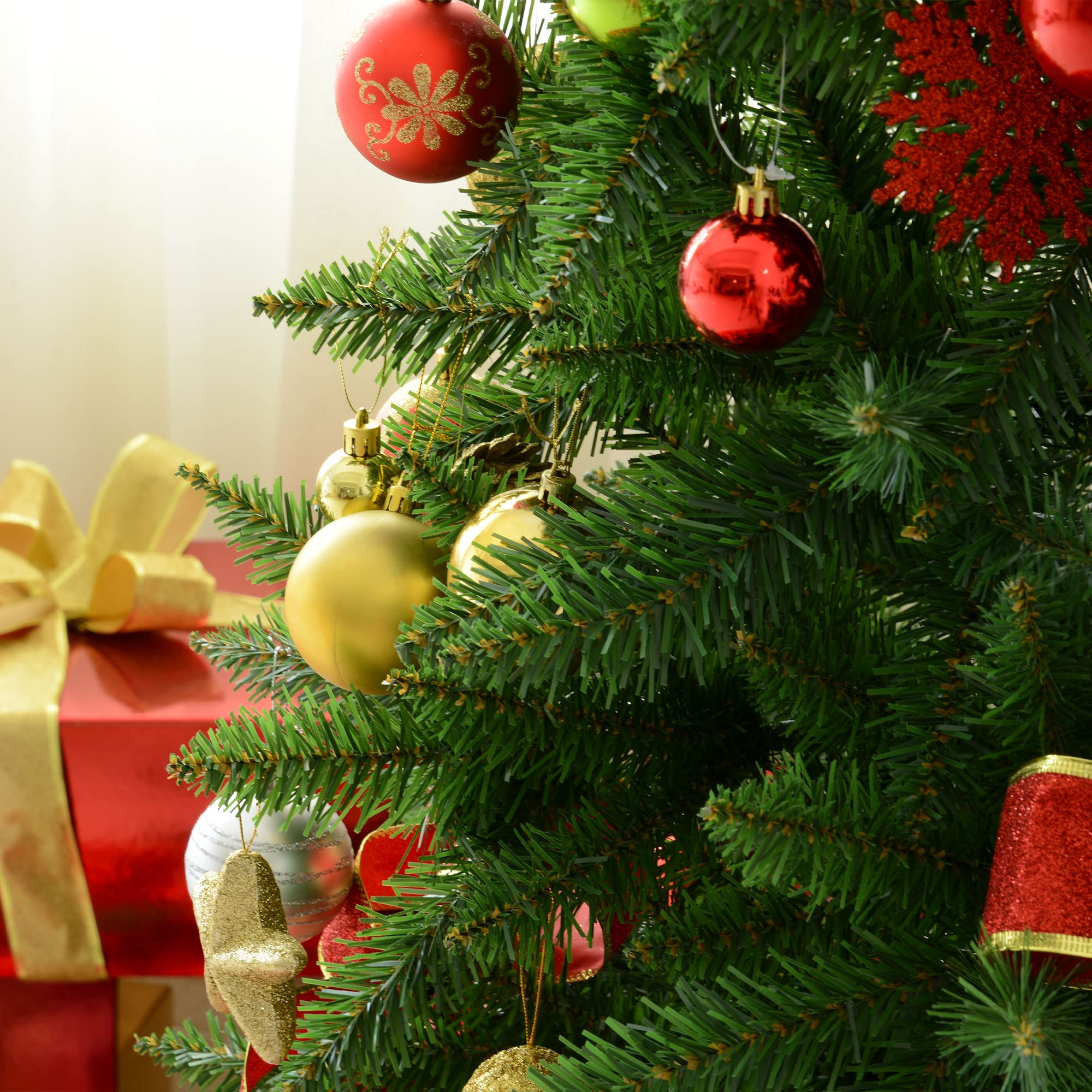 HOMCOM Árbol de Navidad Artificial Árbol con Soporte 210cm 865 Ramas Verde