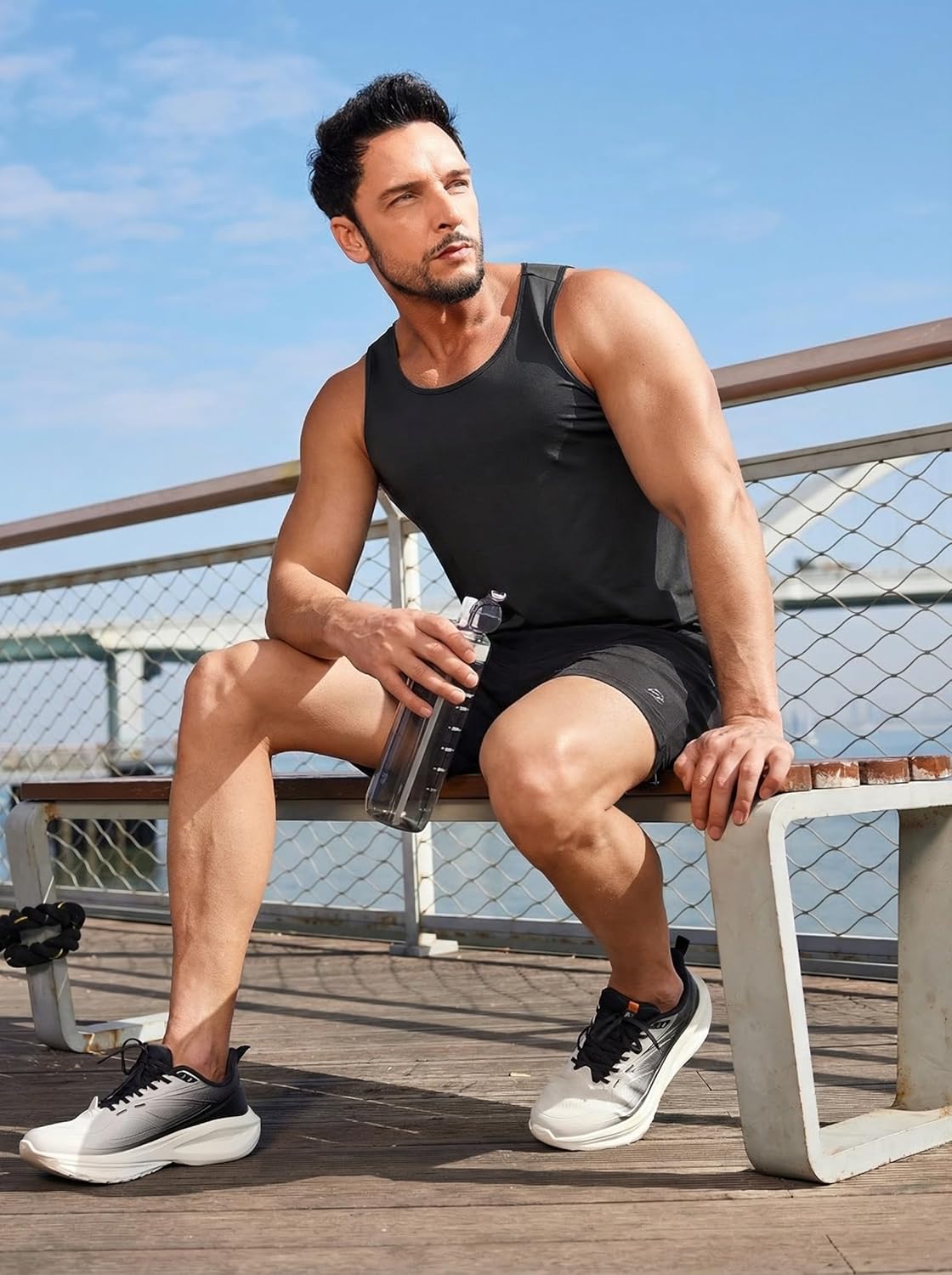 MAGCOMSEN Men's UPF 50+ Tank Top Quick Dry Summer Workout Muscle Sleeveless Shirts for Swim Beach Bodybuilding - Image 3