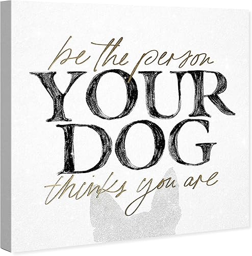 Miniatura 2 de Wynwood Studio Lienzo moderno de animales  Sé la persona que piensa tu perro, arte de pared para sala de estar, dormitorio y baño, 20 x 20 pulgadas,