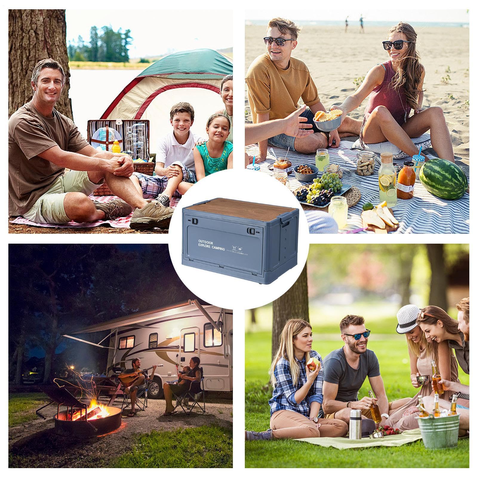 Camping Aufbewahrungsbox - Aufbewahrungsboxen | Stapelboxen | Lagerkästen | Faltbare Outdoor Camping Boxen Faltboxen für Garage Organisation | Werkzeuge