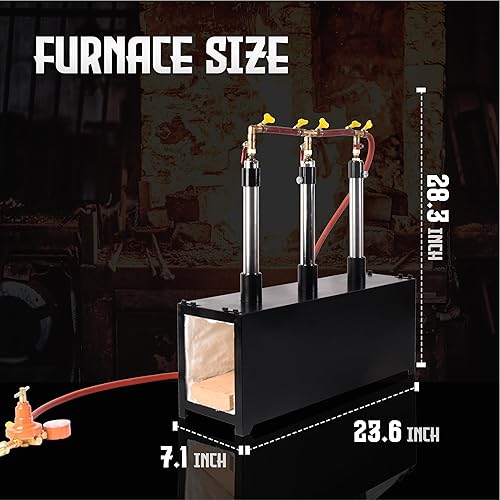 Miniatura 19 de Horno de forja con quemadores individuales, gran capacidad, forjas cuadradas de propano para herrería, adecuado para artistas, aficionados