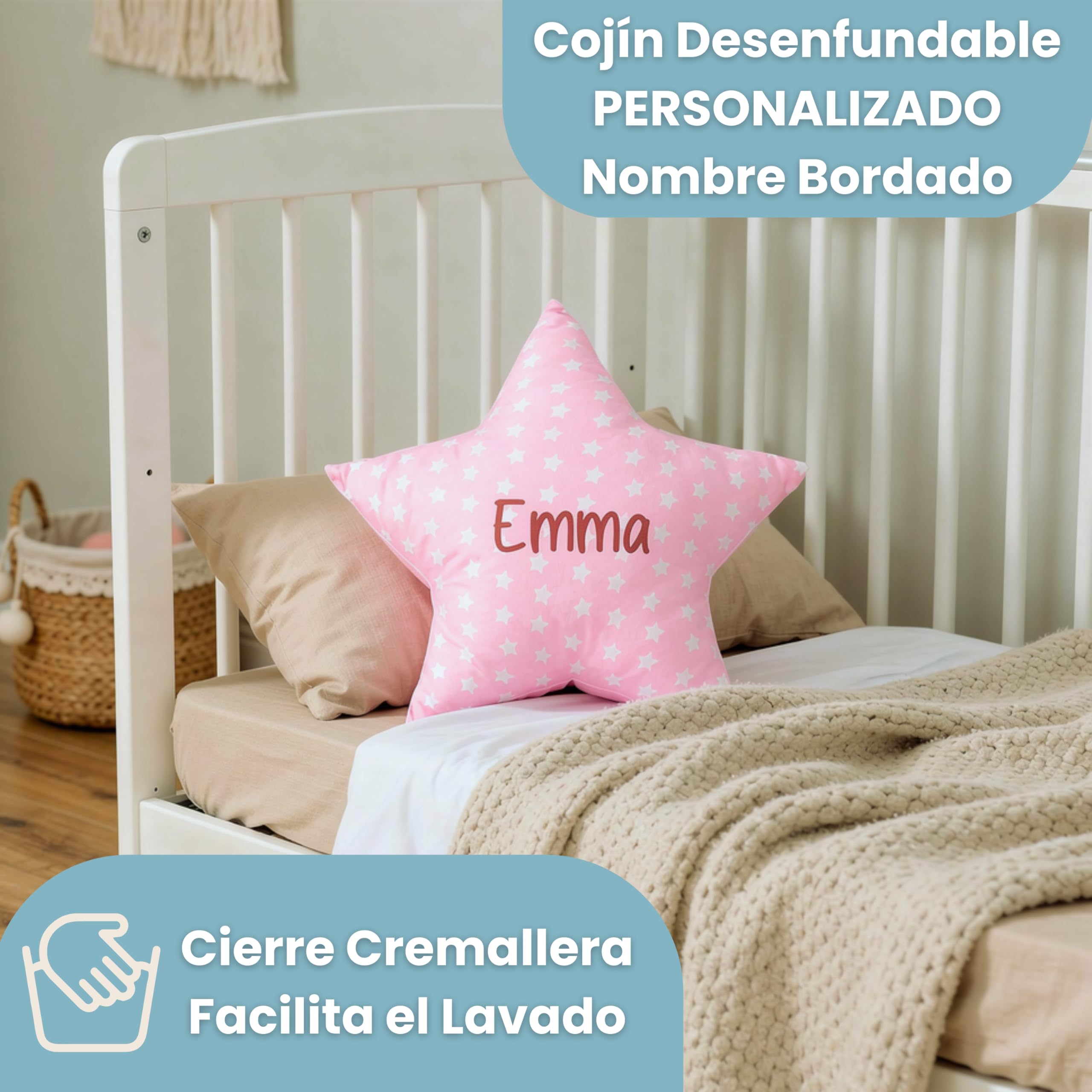 Tarta Stars, Pastel De Pañales Personalizado Con Nombre, Cojín Estrella Bordado Y Chupete Personalizado, Regalo Para Bebé Recién Nacido (Rosa)