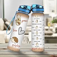 Vista 27 de Hyturtle Botella de agua motivacional personalizada para amantes de los erizos de 32 onzas, 1 litro, fácil de distraer con erizos, botella de agua