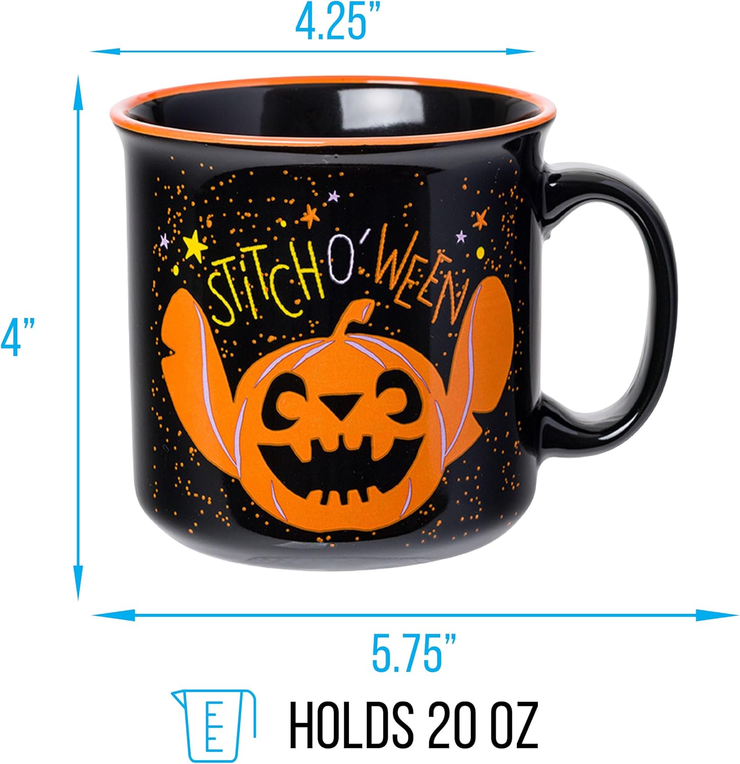 Silver Buffalo Stitch Stitch O Ween Halloween Midnight Squiggles 20oz Ceramic Camper Mug - Image 2