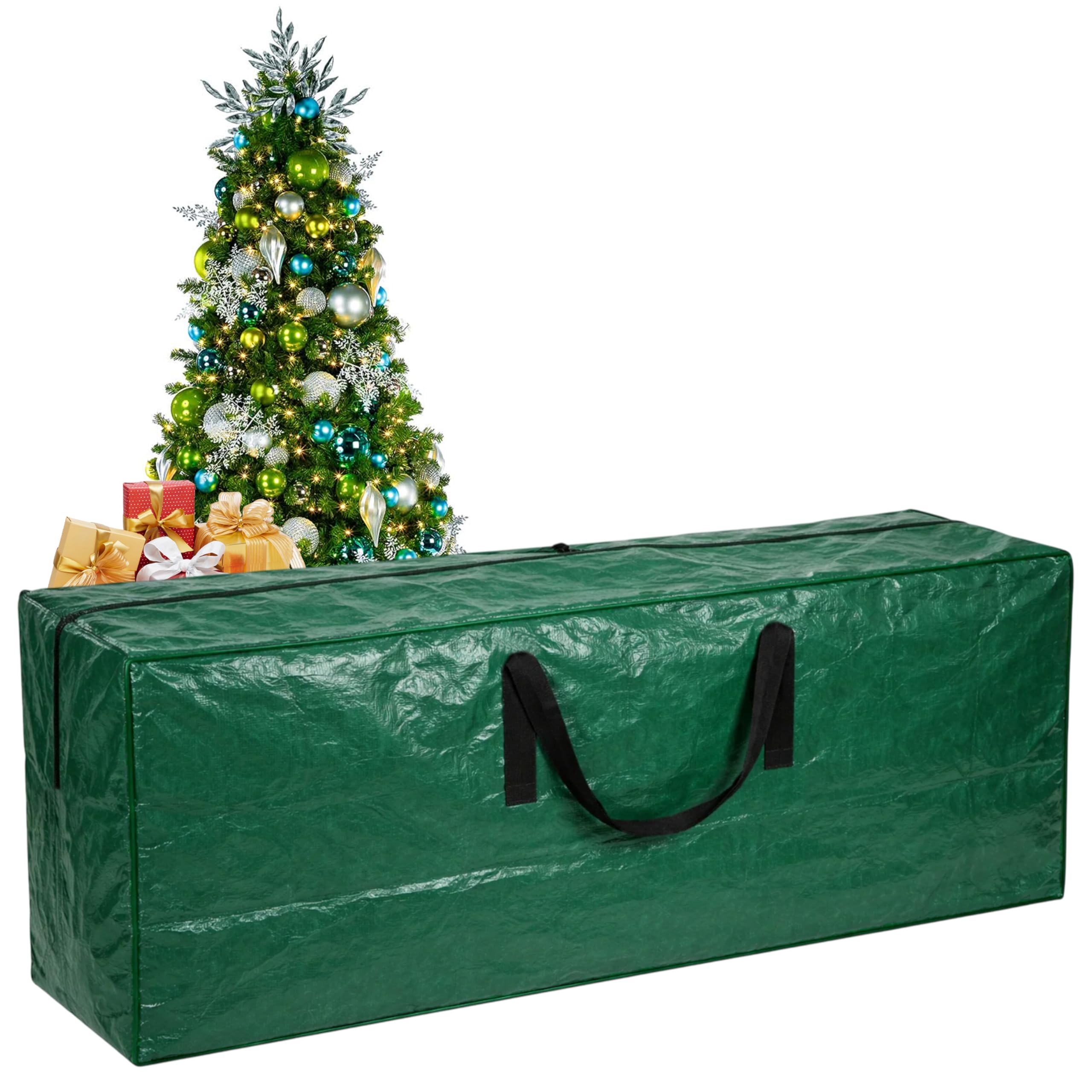 ARSUK Christmas Tree Storage Bag With 2 x Christmas Decorations Storage Bags For Baubles, Tinsel, String Lights - Fits Up to 7ft Artificial Trees - Extra Large Xmas Cover Bag (Green 1pcs Set)