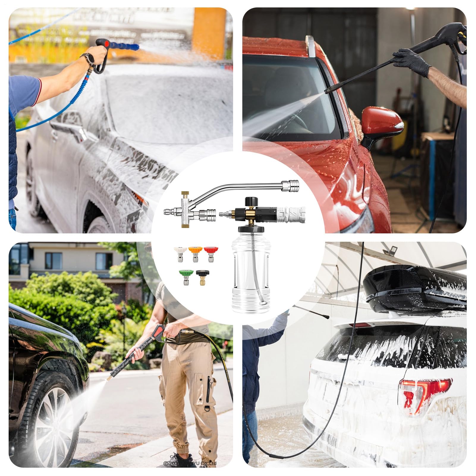 Lanza De Espuma Para Lavado De Coche Lanza De Jabón Para Coches | Boquilla De Presión Ajustable Para Lavar Camiones, Césped, Casa Y Neumáticos