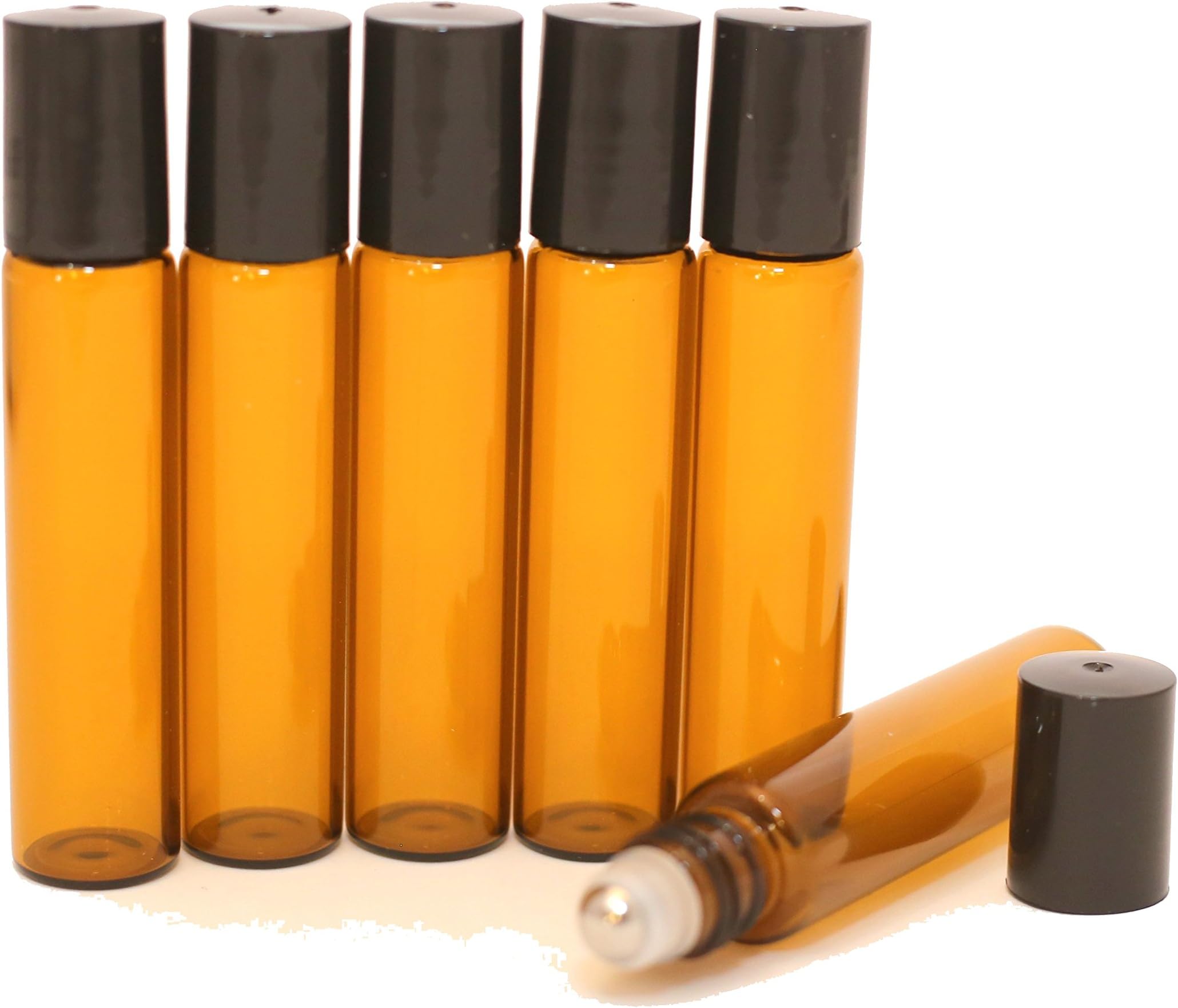 Roller Bottles for Essential Oils - Amber Glass Bottle with Metal Stainless Steel Ball - Great for Essential Oil, Aroma Therapy, and Perfume - Premium Quality (10ML)
