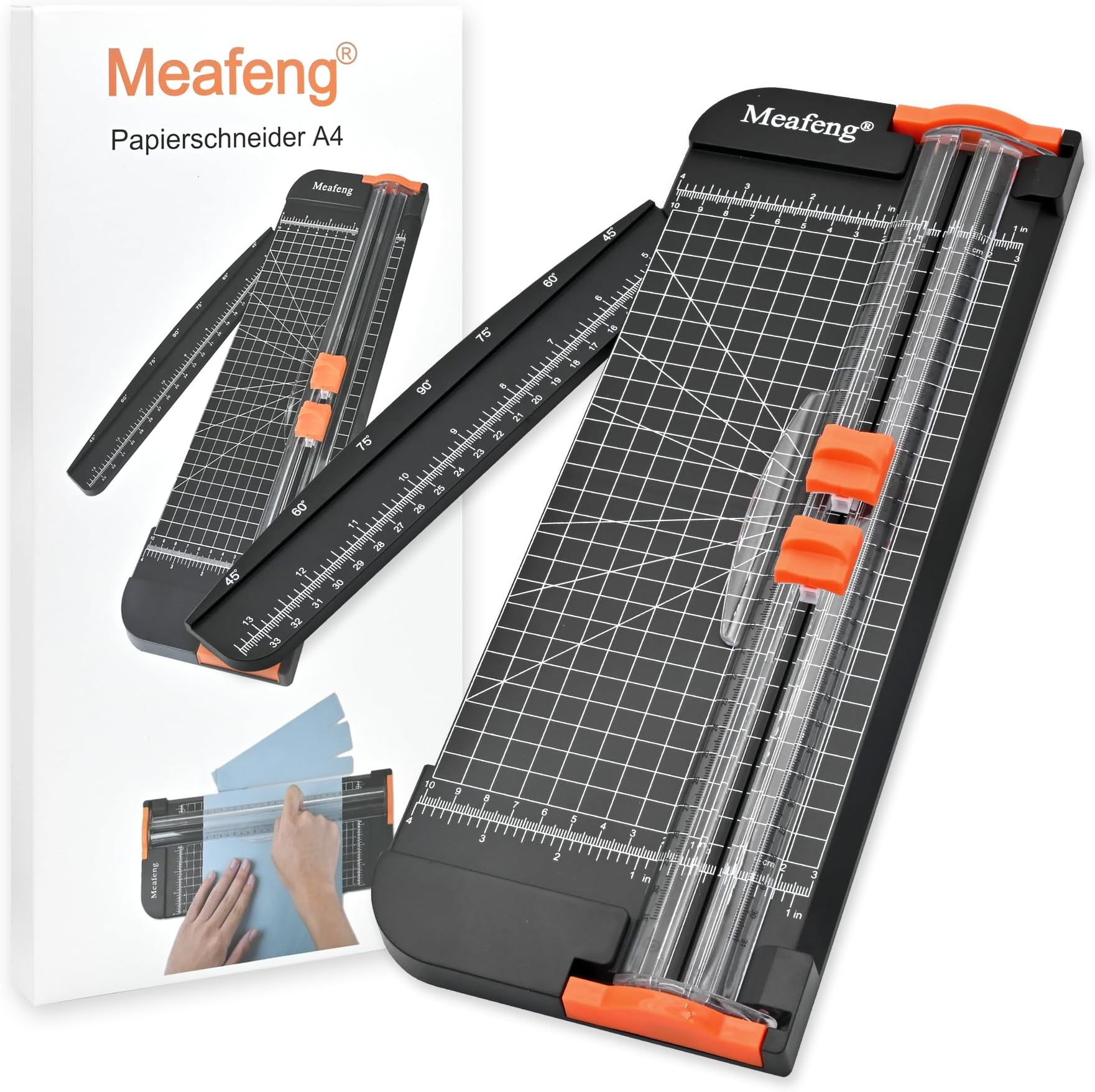 Meafeng A4 Paper Cutter 12 Inch Craft Paper Trimmer with Automatic Security Safeguard and Side Ruler, Black Photo Cutter Trimmer Guillotine Scrapbooking Tool for Handcraft Project, Label, Cardstock