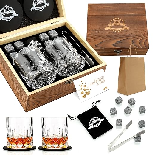 Granite Whiskey Stones Gift Set with Glasses