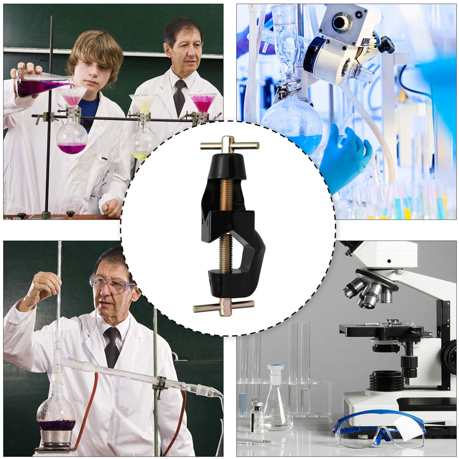 SOLUSTRE 4 Sätze Kreuzclip Laborzubehör Labor-kreuzklemme Labor-klemmhalterung Iv Stehen Laborstativ-clip Ecke Vize Klemmbausteine Halterungsclip Laborklemme Zinklegierung Black 2 Stück * 4