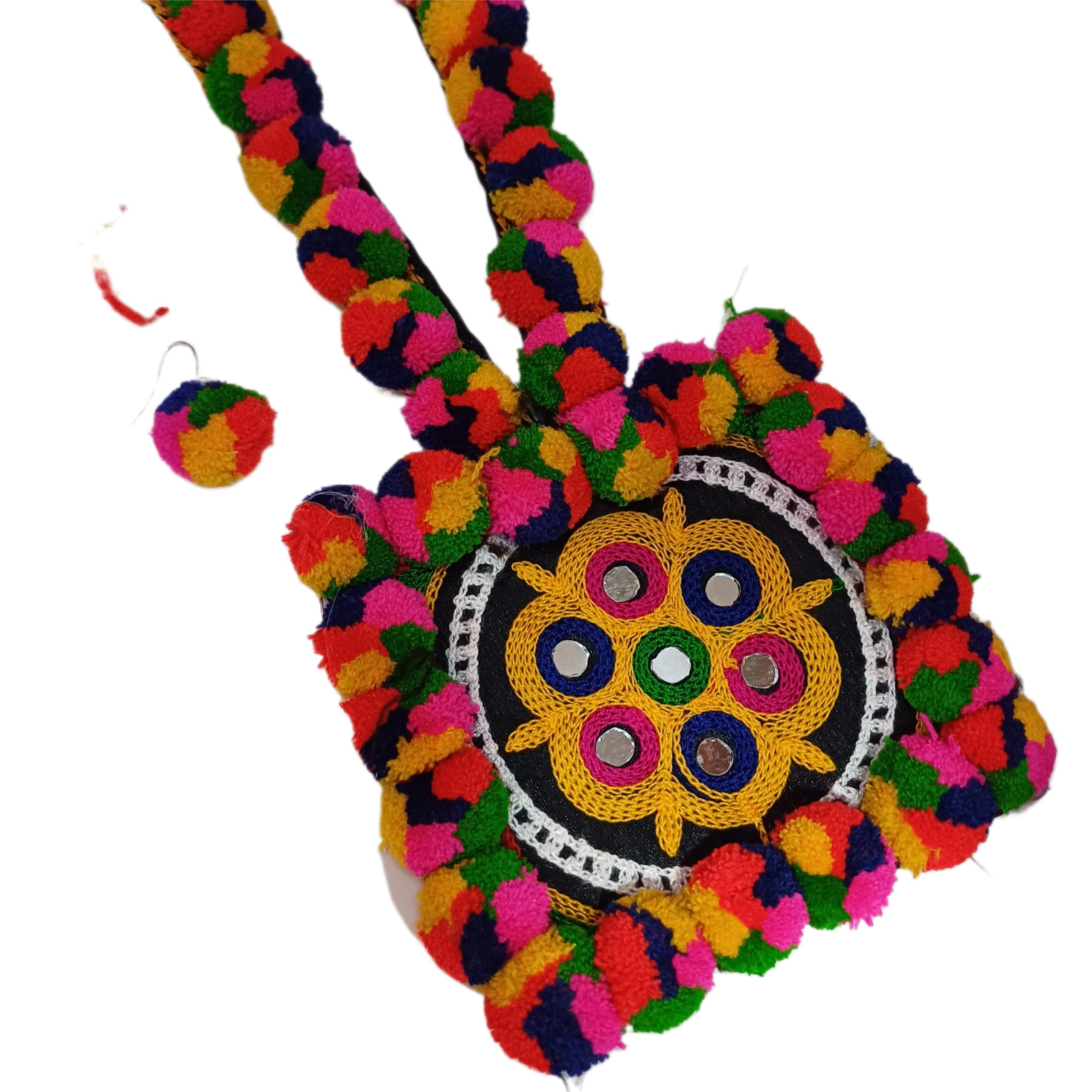 THE OPAL FACTORY Garba Navratri Jewellery Sets for Women Embroidered Fabric Necklace Sets with Matching Earrings for Women and Girls. (TOF Round Mirror and Tassle Necklace Set) (B0DCKCSV71) Amazon Price History, Amazon Price Tracker