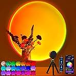 Sunset Lamp Projector Multicolor Changing LED Projection Lamp,Switch Button and APP Control 360 Degree Rotation Sunlight Lamp for Bedroom, Photography, Party, Tiktok Live, Room Decor