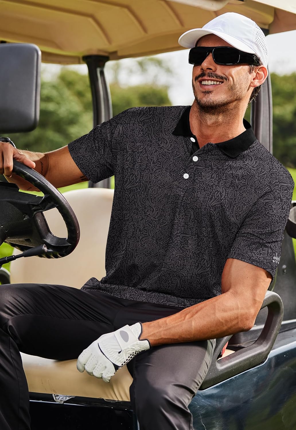 Men's Funny Golf Shirts UPF 50+ Performance Moisture Wicking Dry Fit Stretch Casual Print Polo (S-XXL) - Image 7