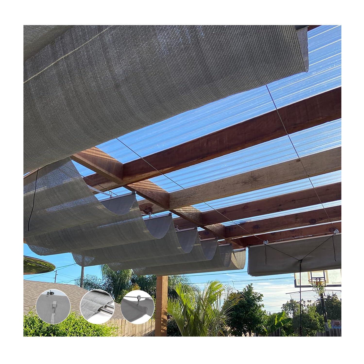 Voile de protection UV en U pour des déjeuners au jardin