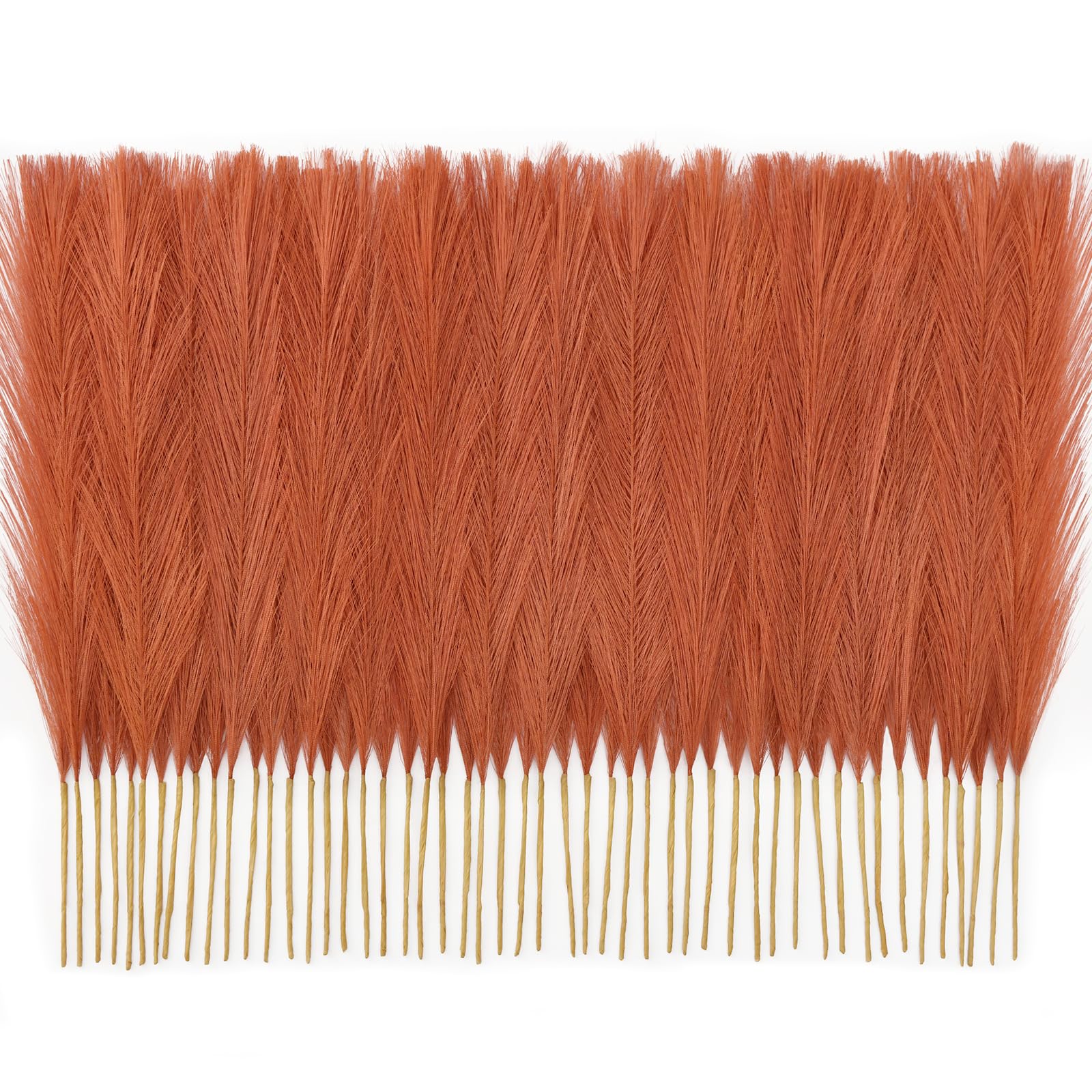 Faylifeway 𝟱𝟬pcs Orange Pampas Grass 𝟭𝟳in, Pompas Grass Home Decor, Artificial Pampas Grass Bulk Boho Vase Filler Table Centerpieces Party Wedding