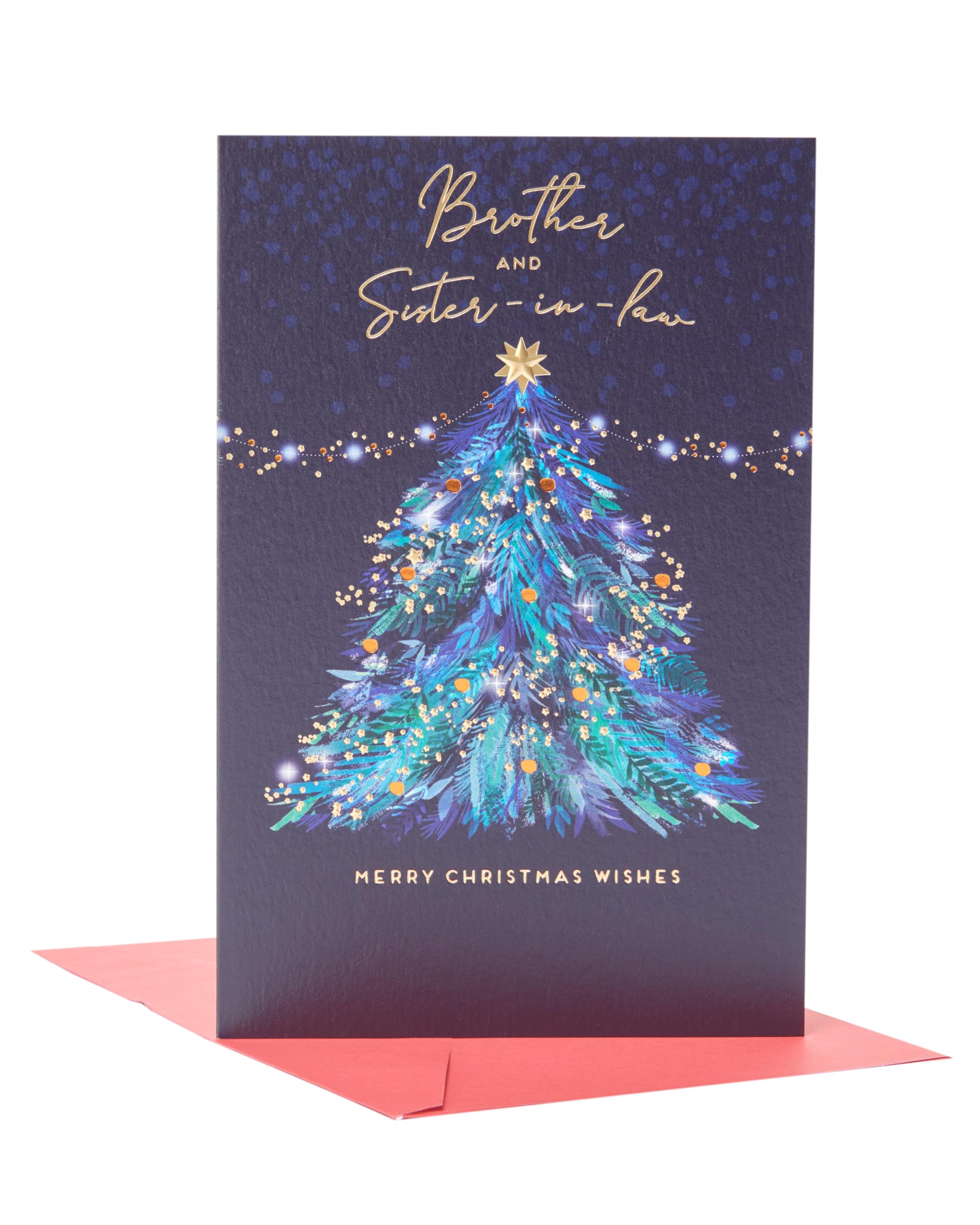 UK Greetings | Christmas Card for Brother and Sister-In-Law | Xmas Presents | Her/Him | Stunning Tree Design | With Envelope | 22.9 x 14.9 cm