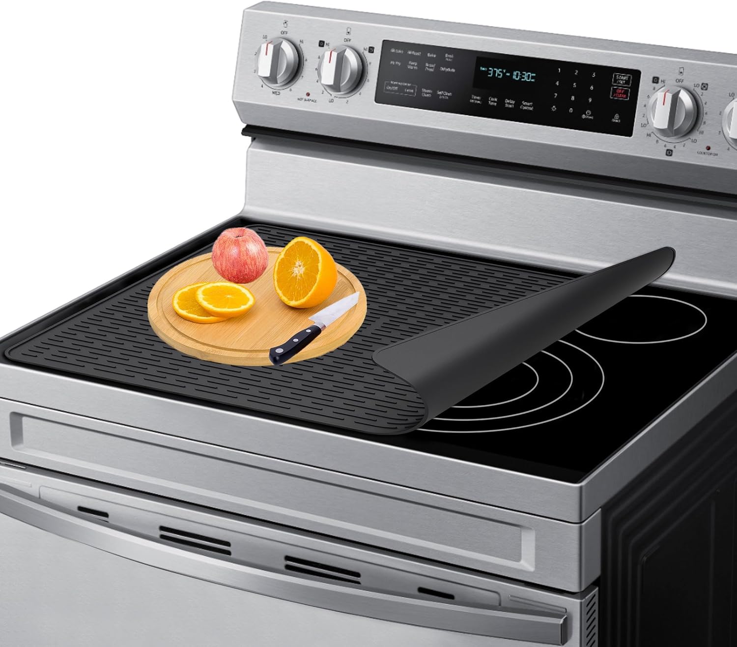 Stove Top Cover for Electric Stove, Stove Cover 30x21inch, Heat Resistant Stove Top Mat, Silicone Stove Mat for Glass Top Stove, Dish Drying Mat for Kitchen (Black, XXL)