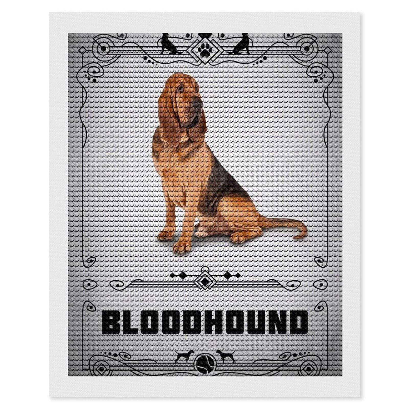 Junmoney Bloodhound Diamond Art Canvas 16"x20", Easy Handmade Project, Complete Accessories, Bedroom Decor, Birthday Gift