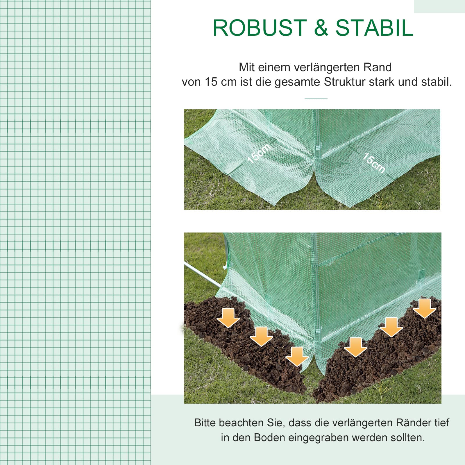 Outsunny Polyethylenfolie 6x3x2m Ersatzfolie mit 12 Fenster für Gartentunnel Gewächshaus Folientunnel Gewächshausfolie Gartenfolie aus Polyethylen Treibhaus Folie Grün