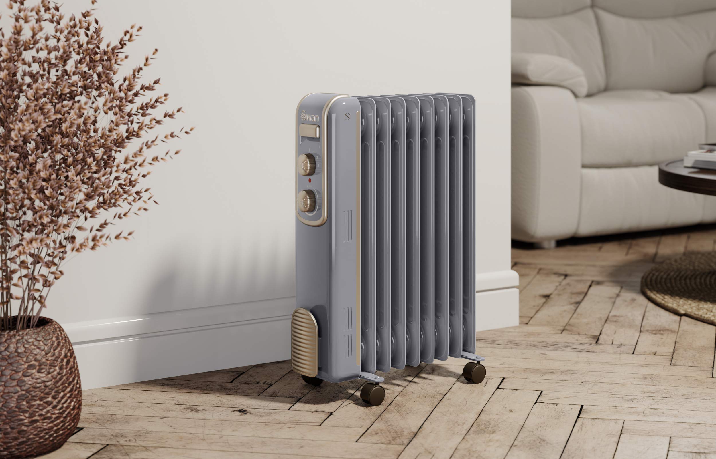 Swan SH60010GRN 9 Finned Oil Filled Radiator, Grey : Amazon.co.uk: DIY u0026  Tools