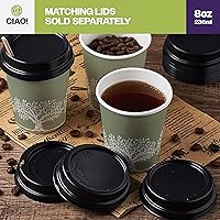 Vista 72 de CIAO! - Vaso para café con tapa de sorbo de cúpula negra, 10-24 onzas (90mm), 1000