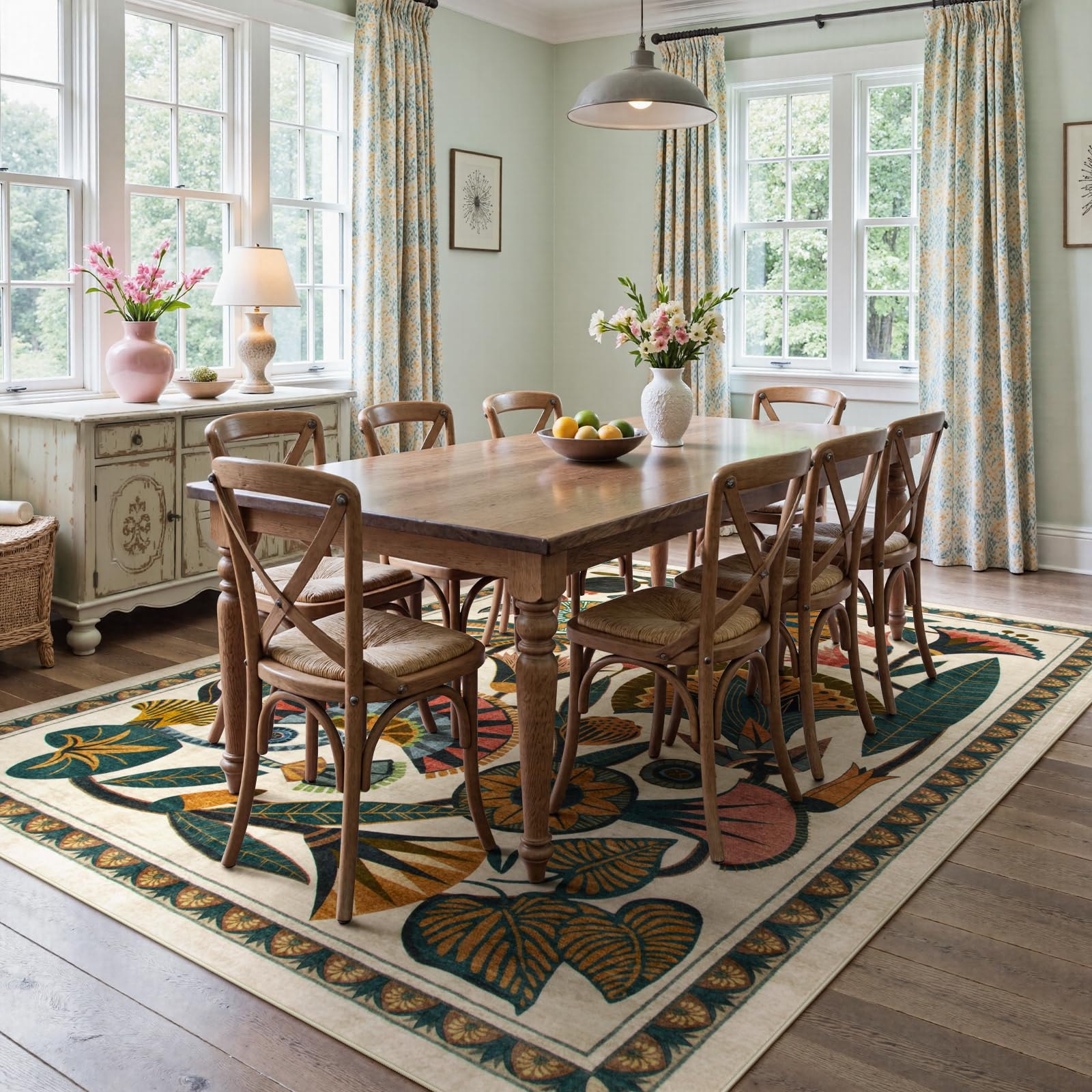 Zealude Beige Teppiche für Wohnzimmer, weicher Waschballe, Schlafzimmer, rutschfest, niedriger Flor, Esszimmerteppich, schmutzabweisend, großer Teppich für Spielzimmer, Büro, Küche, Innenbereich