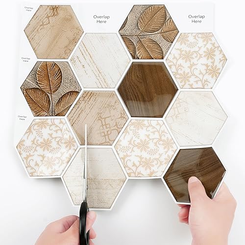 Miniatura 10 de Livelynine 32 azulejos beige para losetas en muro, impermeables, para baño, ducha, fregadero, decoración de pared de cocina, 12 x 12 pulgadas,